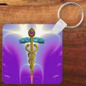 GOLD CADUCEUS MEDIZINISCHES SYMBOL Ultra-Violet Li Schlüsselanhänger (Rückseite)