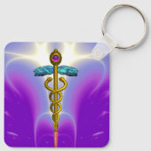 GOLD CADUCEUS MEDIZINISCHES SYMBOL Ultra-Violet Li Schlüsselanhänger (Rückseite)