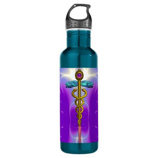 GOLD CADUCEUS MEDIZINISCHES SYMBOL Ultra-Violet Li Trinkflasche (Vorderseite)