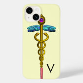 GOLD CADUCEUS MONOGRAM, weiß Case-Mate iPhone Hülle (Rückseite)