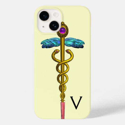 GOLD CADUCEUS MONOGRAM, weiß Case-Mate iPhone Hülle (Rückseite)