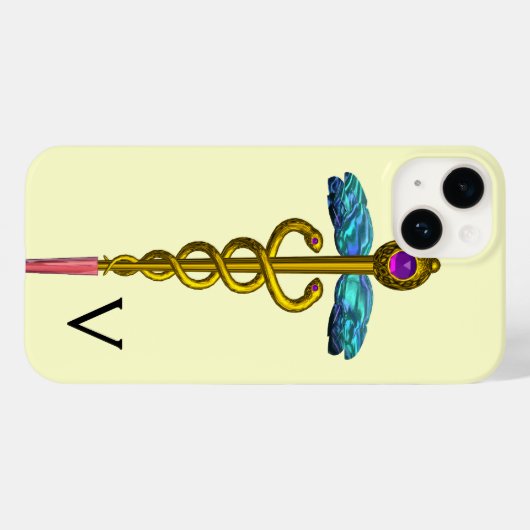 GOLD CADUCEUS MONOGRAM, weiß Case-Mate iPhone Hülle (Rückseite (Horizontal))