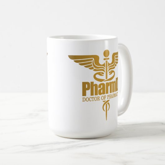 Gold Caduceus (PharmD) Kaffeetasse (VorderseiteRechts)