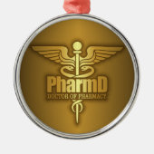 Gold Caduceus (PharmD) Silbernes Ornament (Vorne)