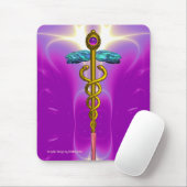 GOLD CADUCEUS Pink Fuchsia Mousepad (Mit Mouse)