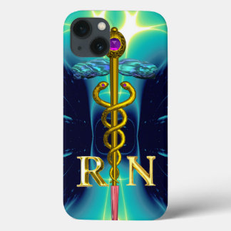 GOLD CADUCEUS REGISTRIERT NURSE SYMBOL Aqua Blue Case-Mate iPhone Hülle