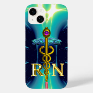 GOLD CADUCEUS REGISTRIERT NURSE SYMBOL Aqua Blue Case-Mate iPhone Hülle