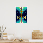 GOLD CADUCEUS REGISTRIERT NURSE SYMBOL Aquamarin B Poster (Küche)