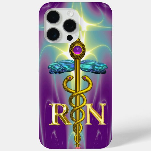 GOLD CADUCEUS REGISTRIERT NURSE SYMBOL Blau Lila Case-Mate iPhone Hülle (Rückseite)