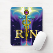 GOLD CADUCEUS REGISTRIERT NURSE SYMBOL Blau Lila Mousepad (Mit Mouse)