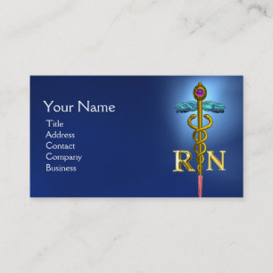GOLD CADUCEUS REGISTRIERT NURSE SYMBOL Blue Visitenkarte