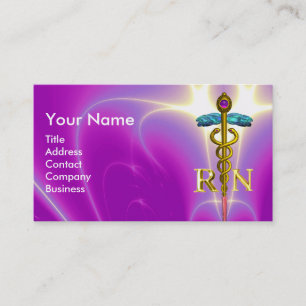 GOLD CADUCEUS REGISTRIERT NURSE SYMBOL Fuchsia Pin Visitenkarte