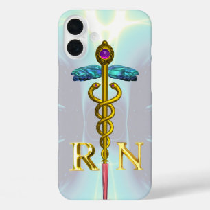 GOLD CADUCEUS REGISTRIERT NURSE SYMBOL Light Blue iPhone 16 Plus Hülle