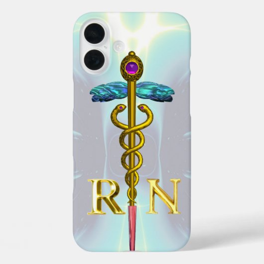 GOLD CADUCEUS REGISTRIERT NURSE SYMBOL Light Blue Case-Mate iPhone Hülle (Rückseite)