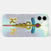 GOLD CADUCEUS REGISTRIERT NURSE SYMBOL Light Blue Case-Mate iPhone Hülle (Rückseite (Horizontal))