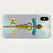 GOLD CADUCEUS REGISTRIERT NURSE SYMBOL Light Blue Case-Mate iPhone Hülle (Rückseite (Horizontal))