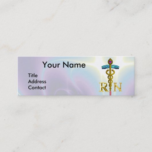 GOLD CADUCEUS REGISTRIERT NURSE SYMBOL Light Blue Mini Visitenkarte (Vorderseite)