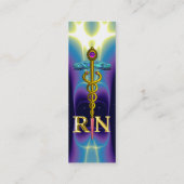 GOLD CADUCEUS REGISTRIERT NURSE SYMBOL Light Blue Mini Visitenkarte (Rückseite)
