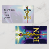 GOLD CADUCEUS REGISTRIERT NURSE SYMBOL Light Blue Visitenkarte (Vorne/Hinten)