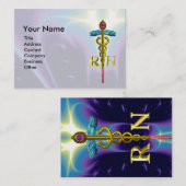 GOLD CADUCEUS REGISTRIERT NURSE SYMBOL Light Blue Visitenkarte (Vorne/Hinten)