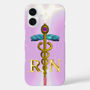 GOLD CADUCEUS REGISTRIERT NURSE SYMBOL Light Pink iPhone 16 Hülle
