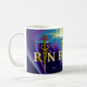 GOLD CADUCEUS REGISTRIERT NURSE SYMBOL Lila Blue Kaffeetasse (Links)