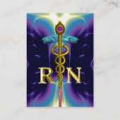 GOLD CADUCEUS REGISTRIERT NURSE SYMBOL Lila Blue Visitenkarte (Rückseite)