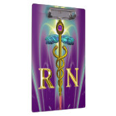 GOLD CADUCEUS REGISTRIERT NURSE SYMBOL Lila Green Klemmbrett (Rechts)