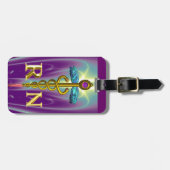 GOLD CADUCEUS REGISTRIERT NURSE SYMBOL Lila grün Gepäckanhänger (Vorderseite horizontal)