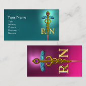GOLD CADUCEUS REGISTRIERT NURSE SYMBOL Pink Blue Visitenkarte (Vorne/Hinten)