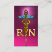 GOLD CADUCEUS REGISTRIERT NURSE SYMBOL Pink Blue Visitenkarte (Rückseite)
