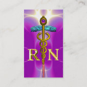 GOLD CADUCEUS REGISTRIERT NURSE SYMBOL Pink Fuchsi Visitenkarte (Rückseite)