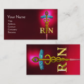 GOLD CADUCEUS REGISTRIERT NURSE SYMBOL Red Visitenkarte (Vorne/Hinten)
