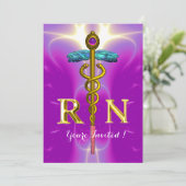 GOLD CADUCEUS REGISTRIERTER NURSE SYMBOL-Abschluss Einladung (Stehend Vorderseite)