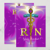 GOLD CADUCEUS REGISTRIERTER NURSE SYMBOL-Abschluss Einladung (Vorne/Hinten)