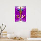 GOLD CADUCEUS REGISTRIERTES NURSE-SYMBOL, Pink Fuc Poster (Küche)