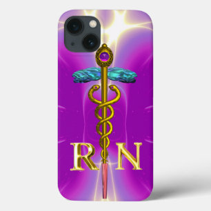 GOLD CADUCEUS REGISTRIERTES NURSE SYMBOL Pink Fuch iPhone 13 Hülle