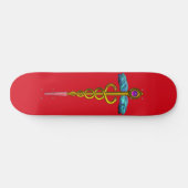 GOLD CADUCEUS, rot Skateboard (Horizontal)