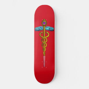 GOLD CADUCEUS, rot Skateboard