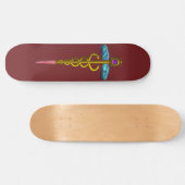 GOLD CADUCEUS, rot Skateboard (Horizontal)