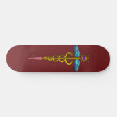 GOLD CADUCEUS, rot Skateboard (Horizontal)
