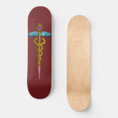 GOLD CADUCEUS, rot Skateboard (Vorderseite)