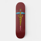 GOLD CADUCEUS, rot Skateboard (Vorderseite)