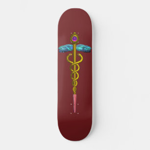 GOLD CADUCEUS, rot Skateboard