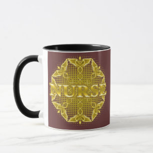 Gold Caduceus Star Nurse Tasse