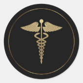 Gold Caduceus Symbol Aufkleber (Vorderseite)