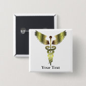 Gold-Caduceus-Symbol Button (Vorne & Hinten)