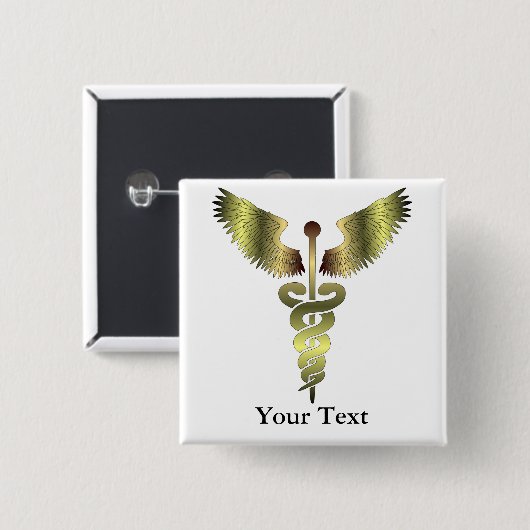 Gold-Caduceus-Symbol Button (Vorne & Hinten)