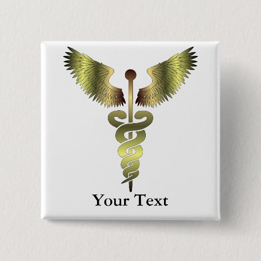 Gold-Caduceus-Symbol Button (Vorderseite)