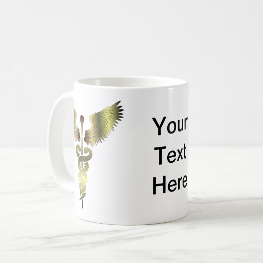 Gold-Caduceus-Symbol Kaffeetasse (Vorderseite Links)
